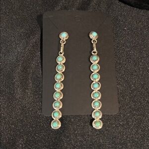 Native American Silver and Turquoise Drop Earrings
